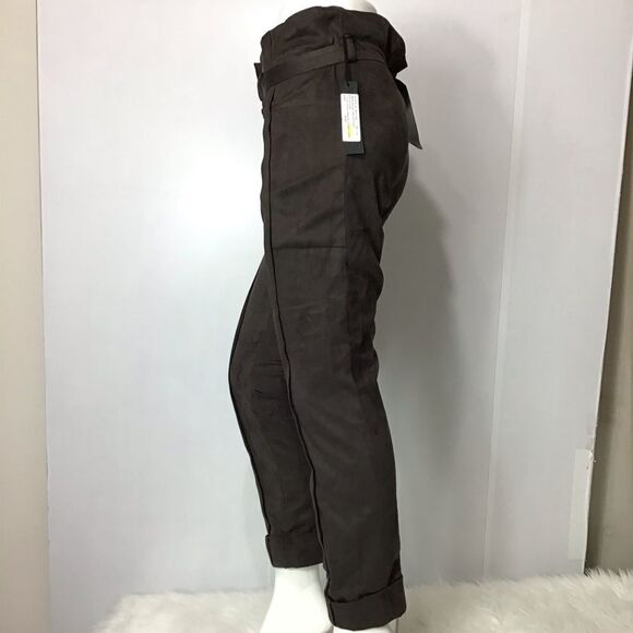 Joe’s Jeans Chocolate Brown The PANTS Poly Suede High Waist Cuff Pants 27 - Picture 6 of 8
